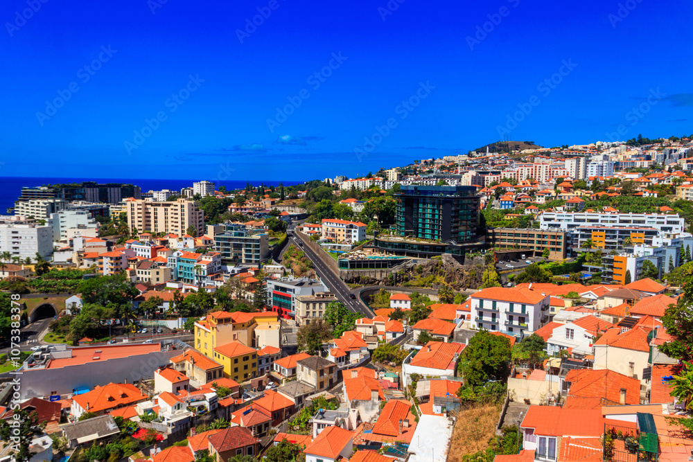 Aerial view of Funchal, capital of Madeira Island, Portugal Aerial view of Funchal, capital of Madeira Island, Portugal