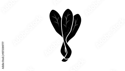 Bok choy emblem, black isolated silhouette