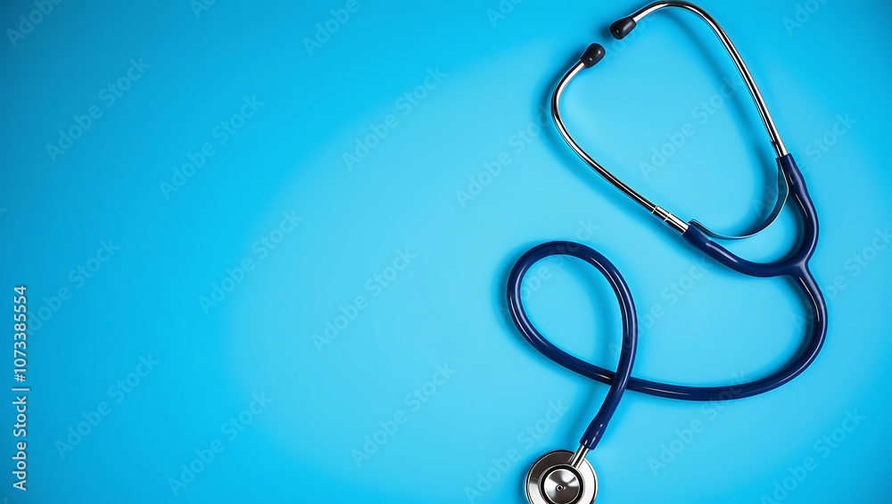 Medical Stethoscope on Blue Background - Healthcare and Medical Equipment Concept, stethoscope, healthcare, doctor, blue background. Medical Stethoscope on Blue Background - Healthcare and Medical Equipment Concept, stethoscope, healthcare, doctor, blue background.