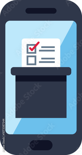 Smartphone showing voting booth with ballot paper for online voting