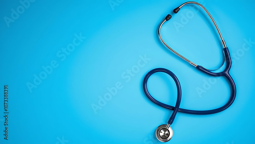 Medical Stethoscope on Blue Background - Healthcare and Medical Equipment Concept, stethoscope, healthcare, doctor, blue background.