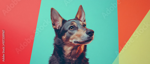 Portrait of a Dog with Colorful Background