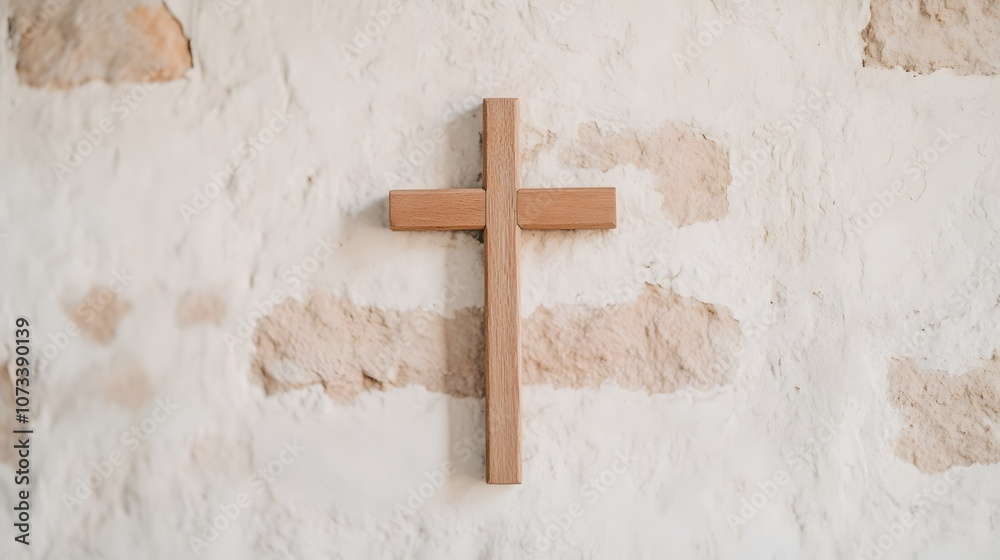 Wooden Cross in an Old Stone Chapel - Close-Up View Showcasing Timeless Faith and Rustic Charm Wooden Cross in an Old Stone Chapel - Close-Up View Showcasing Timeless Faith and Rustic Charm