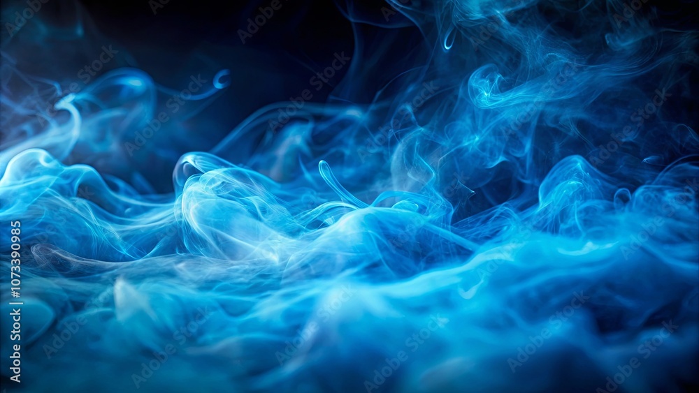 Abstract Swirling Blue Smoke on a Dark Background Abstract Swirling Blue Smoke on a Dark Background