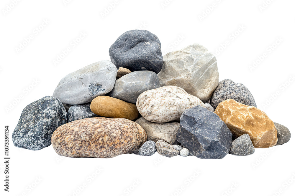 A pile of rocks of various sizes and colors. on transparent background.
A pile of rocks of various sizes and colors. on transparent background.