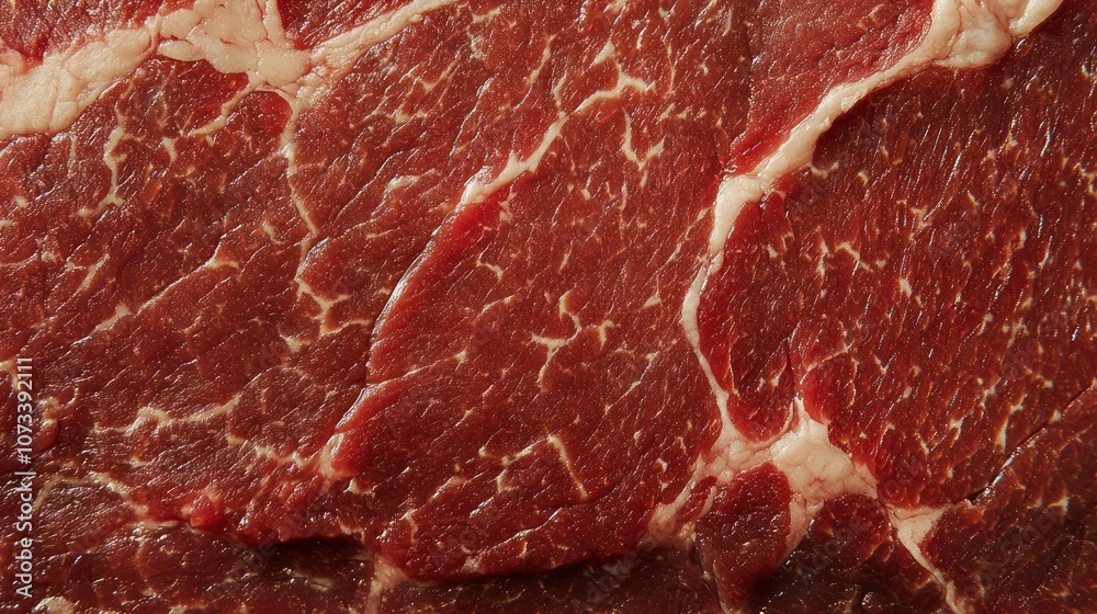 Close up of a raw beef steak with marbling. Close up of a raw beef steak with marbling.
