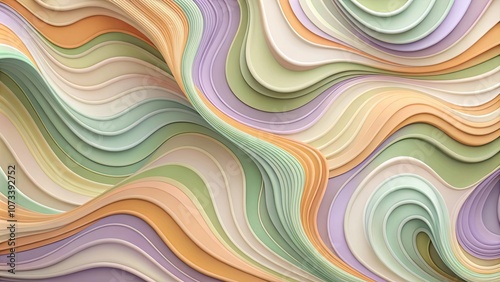 Abstract Background of Multicolored Wavy Lines, a Delicate and Playful Visual Representation of Flowing Energy