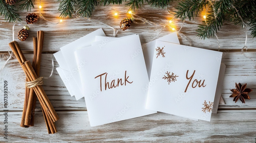 Beautiful handwritten thank-you cards surrounded by cinnamon sticks ...