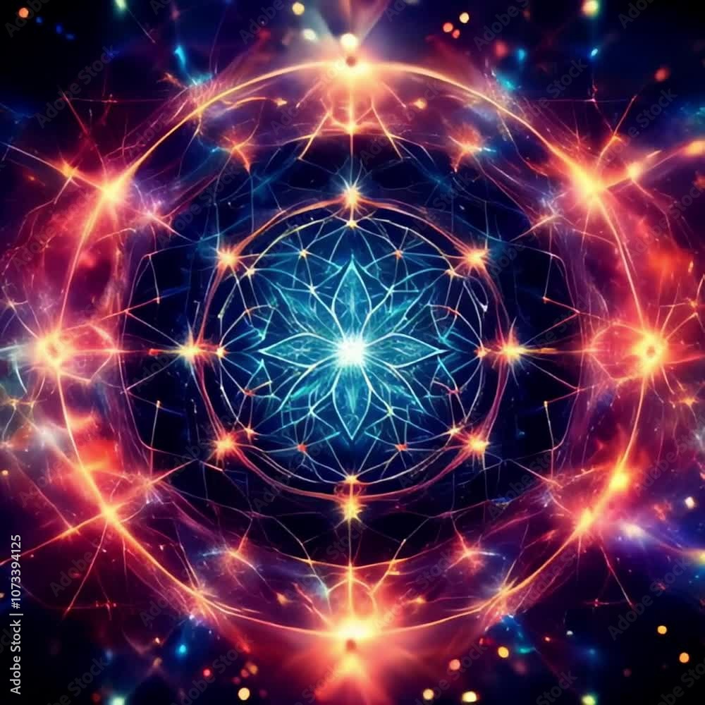 Looping video. Abstract multicolor background. Dynamic connecting elements of the network. Space, universe, galaxy, mysticism, mandala, neural network. Looping video. Abstract multicolor background. Dynamic connecting elements of the network. Space, universe, galaxy, mysticism, mandala, neural network.