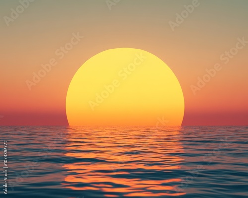 A stunning sunset reflects beautifully over calm ocean waters, creating a serene and vibrant atmosphere.