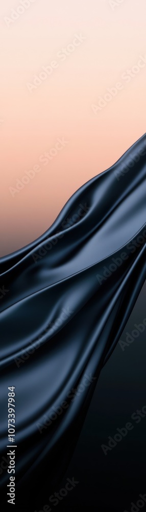 Fototapeta premium A smooth, flowing piece of black fabric against a soft gradient background, evoking elegance and sophistication.