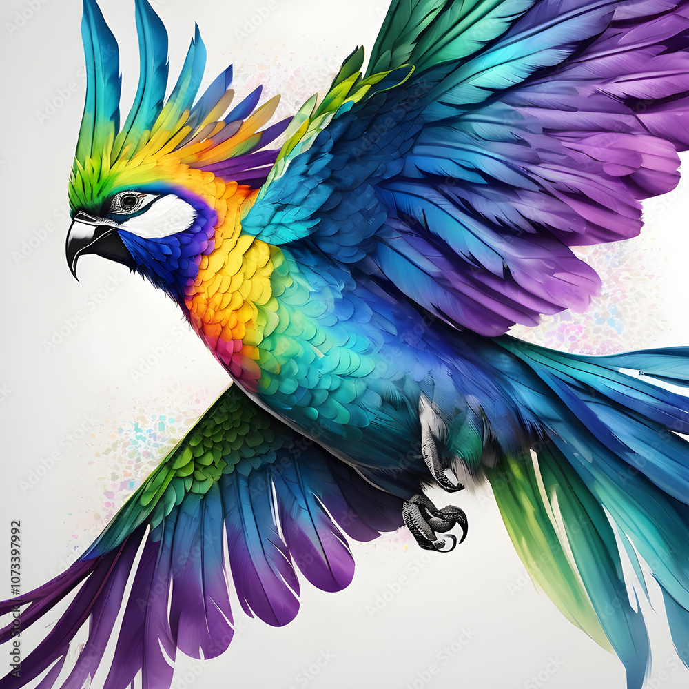 Fototapeta premium Rainbow parrot on white background