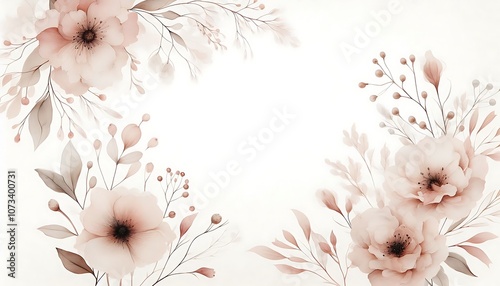 Blush Pink Watercolor nature Floral Background

