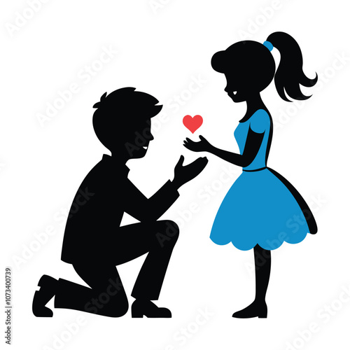  A boy propose the girl vector silhouette 