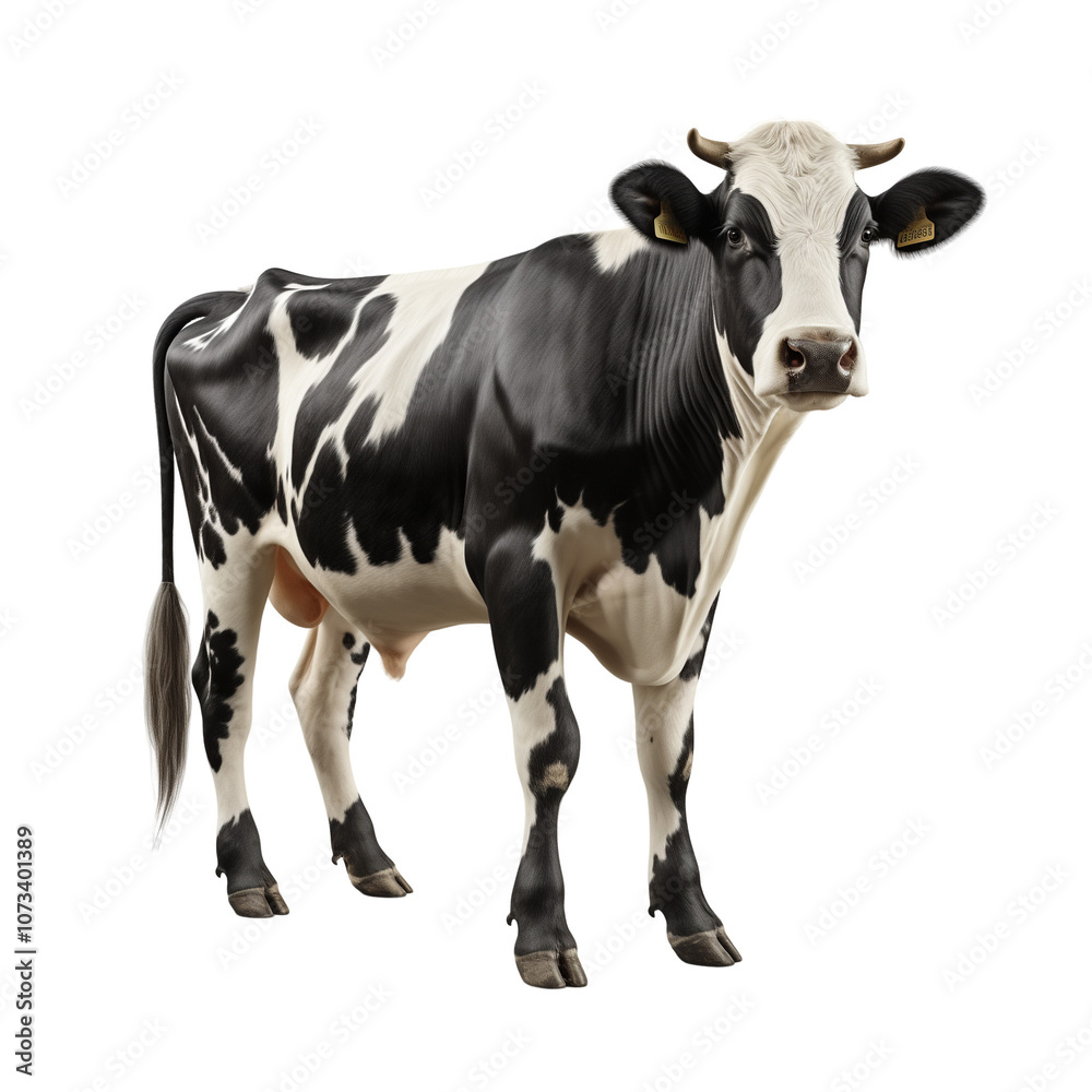 Female Black and White Cow Isolated On Transparent Background Female Black and White Cow Isolated On Transparent Background