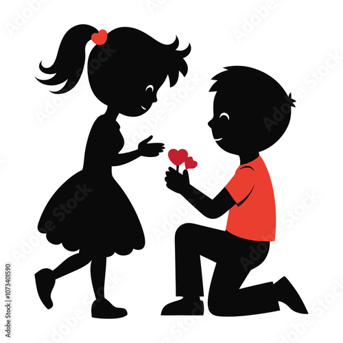  A boy propose the girl vector silhouette 