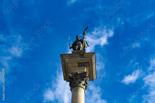 Kolumna Zygmunta at plac zamkowy square in the warsaw old town photo