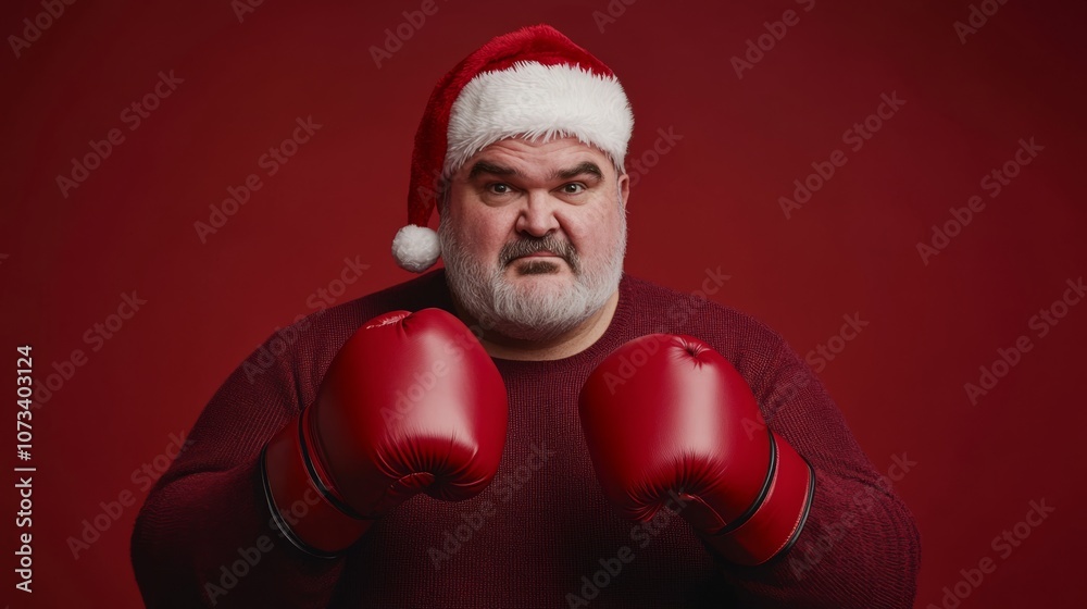 Festive Boxer in Santa Hat Ready for Holiday Challenges Festive Boxer in Santa Hat Ready for Holiday Challenges