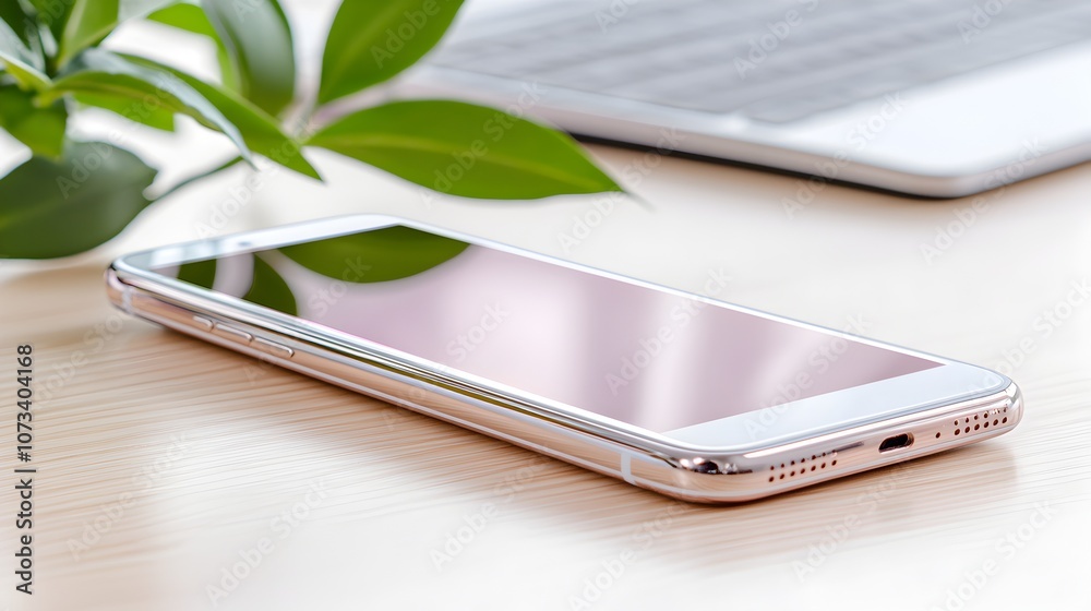 A cell phone is laying on a table