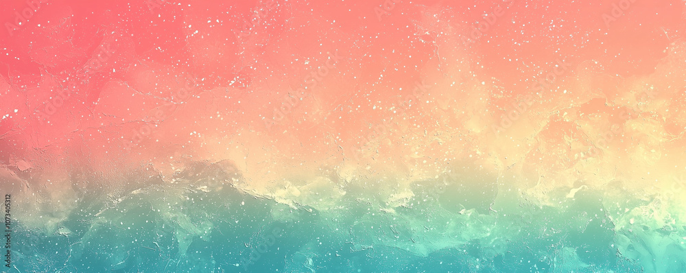 Obraz premium Three colors background with emprt space for user text. Torquise or green, yellow and peach red