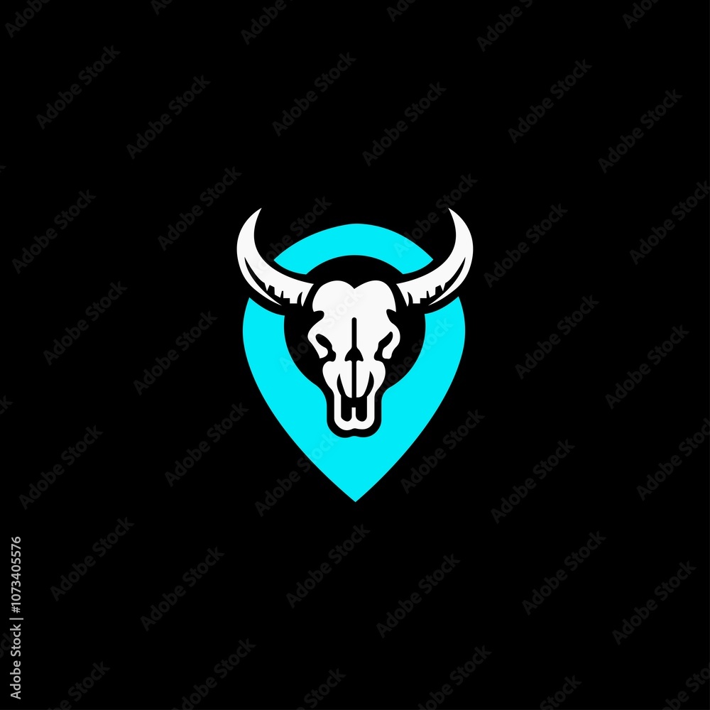 Fototapeta premium Bull head location vector logo design