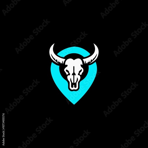 Bull head location vector logo design