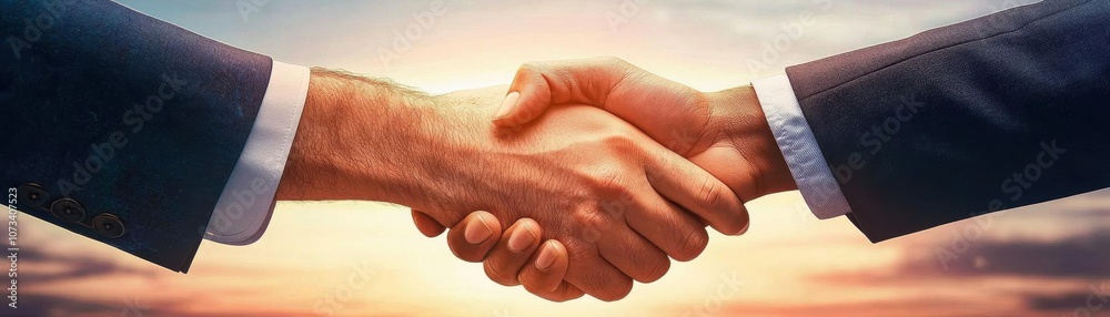 Silhouette handshake over a glowing earth, sunrise on the horizon, representing new opportunities and global unity Silhouette handshake over a glowing earth, sunrise on the horizon, representing new opportunities and global unity