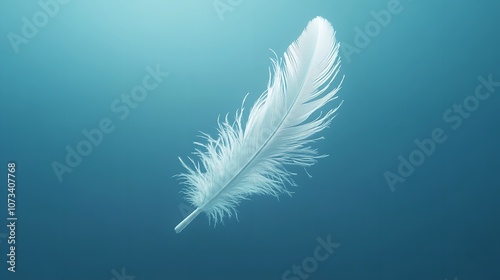 A Depiction of a Single White Feather Gracefully Falling Against