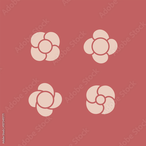 Rose flower emblem with spiral element. Modern linear design print.  Modern abstract linear compositions and graphic design elements. photo