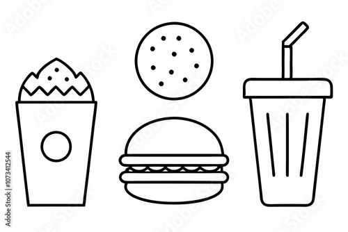 set of icons on the theme of fast food