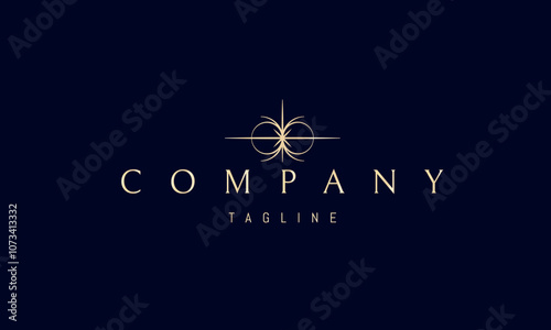 Vector golden logo with an abstract image of a star in the form of a magnetic field.