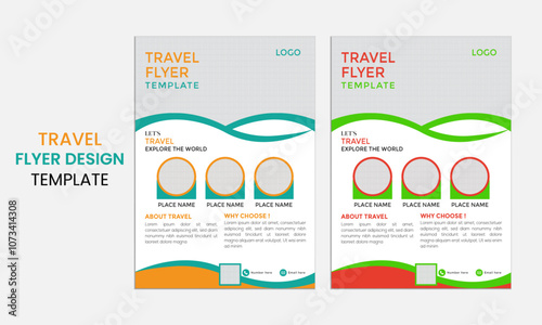  modern and clean travel flyer design template .abstract traveling poster with vector and holiday social media post business flyer template design bundle. a bundle of 2 different colors template