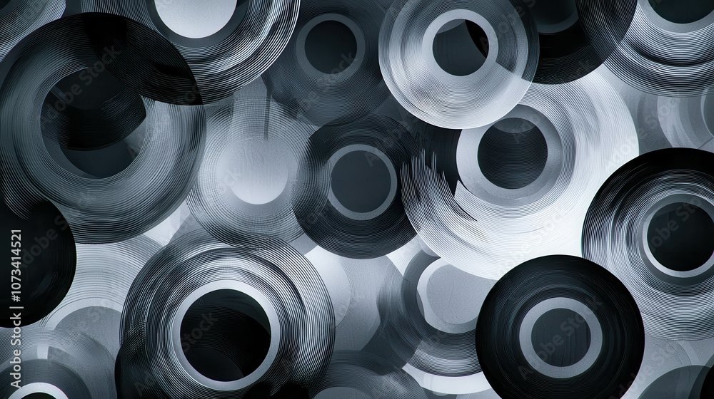 Monochrome Abstract Pattern Featuring Repeating Circles with Varying Opacity and Shades, Ideal for Modern Art, Backgrounds, and Graphic Design Projects Monochrome Abstract Pattern Featuring Repeating Circles with Varying Opacity and Shades, Ideal for Modern Art, Backgrounds, and Graphic Design Projects
