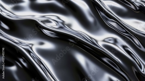 Mysterious Mercury-Like Liquid Metal Pooling: A Dark, Atmospheric Digital Background for Science Fiction or Horror Themes. High-Resolution, Realistic Texture and Reflective Surface.