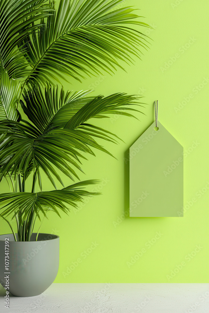 Obraz premium Features vibrant indoor focus large potted - plant positioned centrally