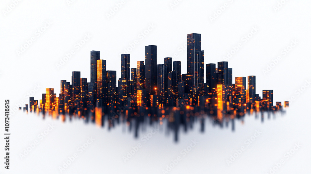 Obraz premium A modern city skyline illuminated at night, showcasing architectural brilliance.