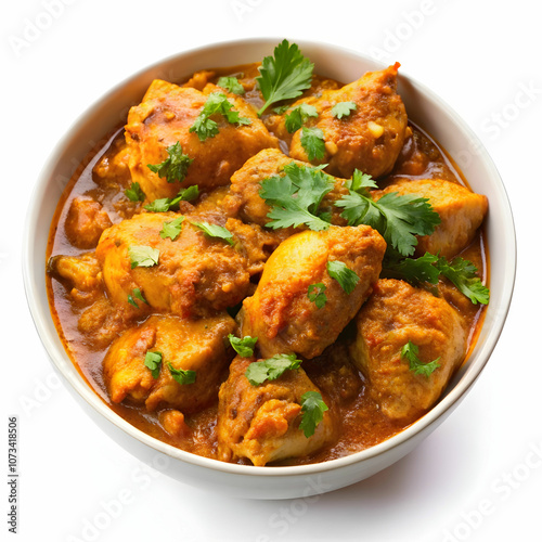 A bowl of chicken karahi, a flavorful Pakistani dish with tender chicken