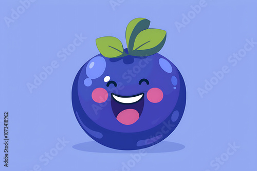 cartoon illustration of smiling slice of blueberry