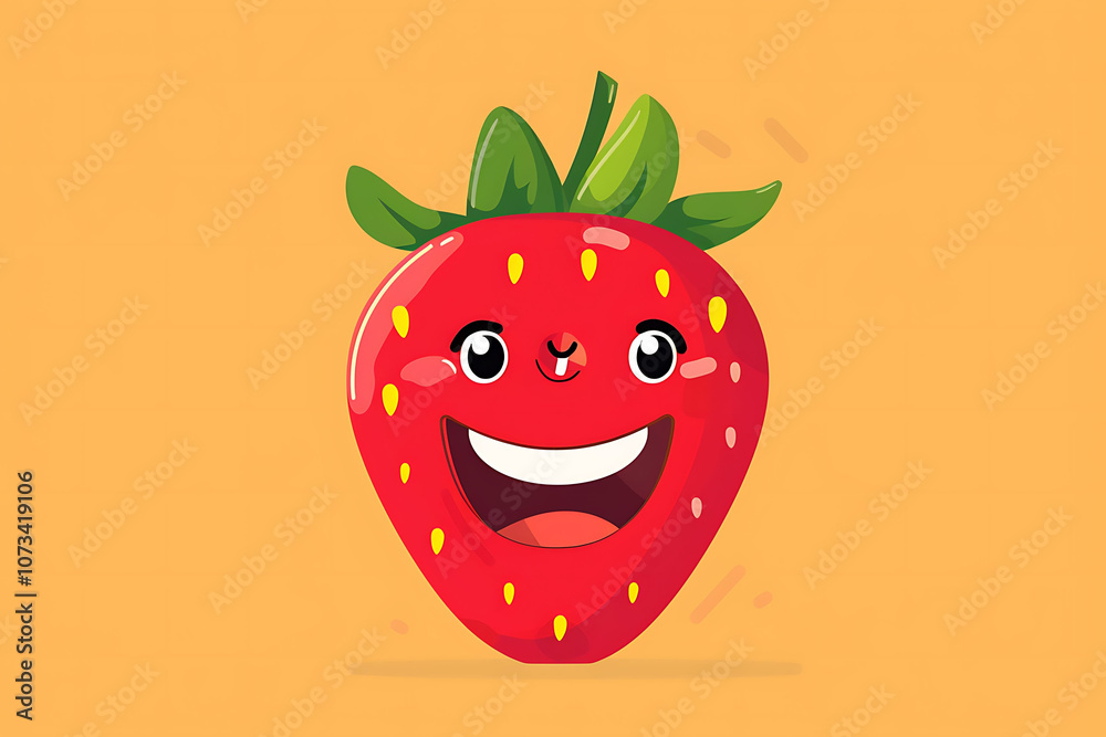 Obraz premium flat illustration of smiling strawberry