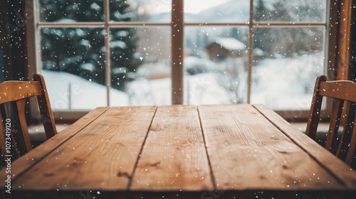 Wooden Table Set by a Windo...