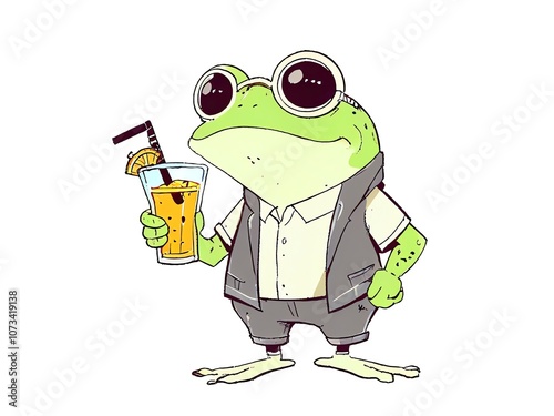 Cool Frog Enjoying a Drink photo