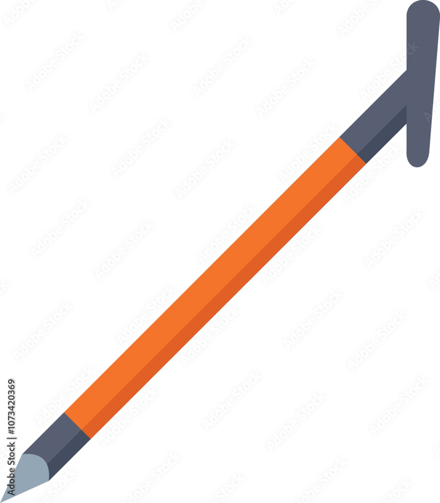 Orange trekking pole with a grey handle lying on the ground Orange trekking pole with a grey handle lying on the ground