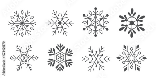 Set of various winter snowflakes