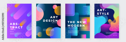 Colorful Abstract Art Design Posters with Modern Graphic Elements