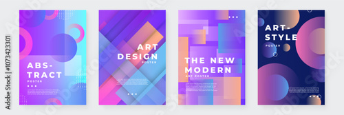 Colorful Abstract Art Design Posters with Modern Graphic Elements