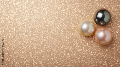 Gold glitters with three colourful pearls glowing – Capturing elegance, luxury, and the beauty of fine jewellery in a radiant composition