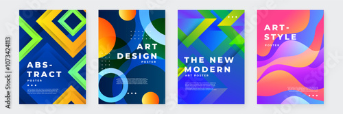 Colorful Abstract Art Design Posters with Modern Graphic Elements