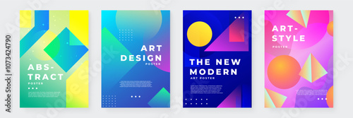 Colorful Abstract Art Design Posters with Modern Graphic Elements