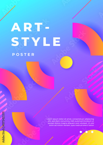 Colorful Abstract Art Posters With Modern Geometric Design. Vibrant abstract posters geometric shapes modern design. Perfect for creative spaces, showcasing colorful artistic patterns and style