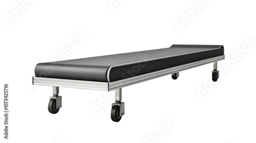 Modern Black Rolling Medical Stretcher Bed on Wheels Isolated